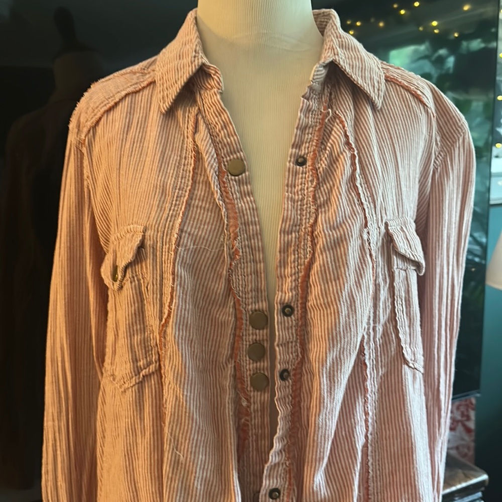 FREE PEOPLE Soft Striped Button Down